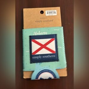 NWT Simply Southern Alabama Can Cooler with Credit Card‎ Holder Aqua Red Blue